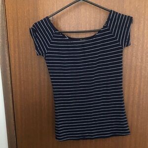 Dynamite Navy and White Striped Short Sleeve Top